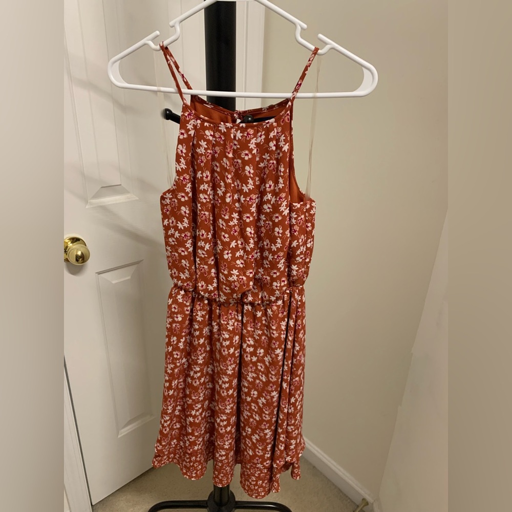 Orange floral dress - XS